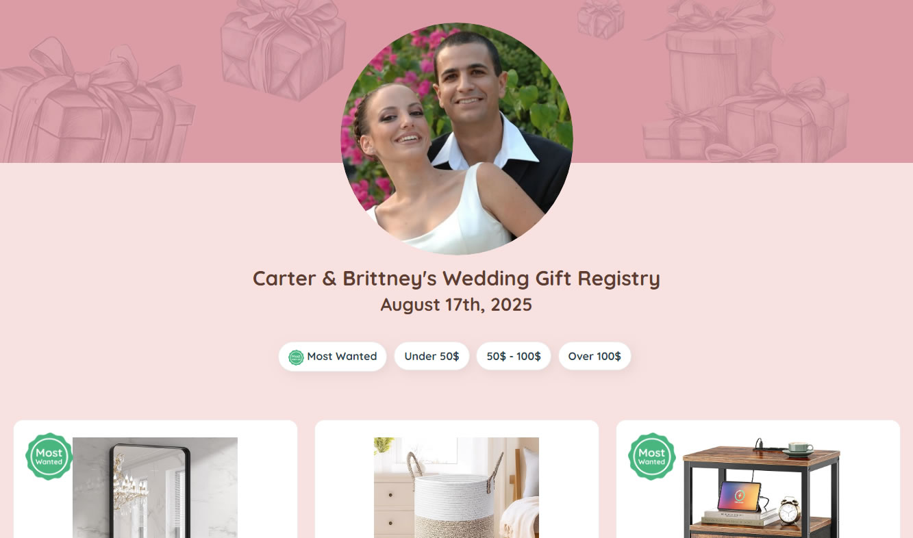 Creating a free gift registry is super easy